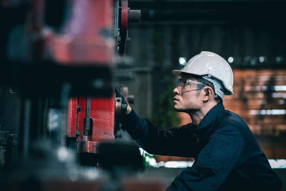 warehouse maintenance worker doing his job
