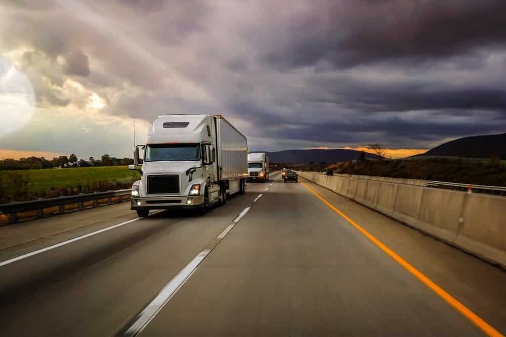 a truck driving on a highway