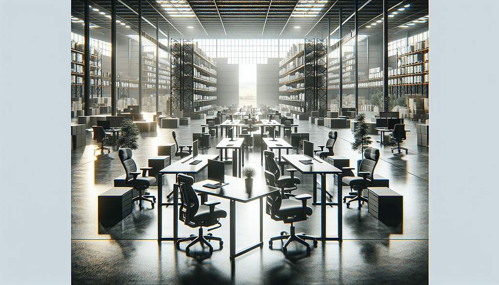 Ergonomic office furniture in warehouse modular office, modular warehouse office