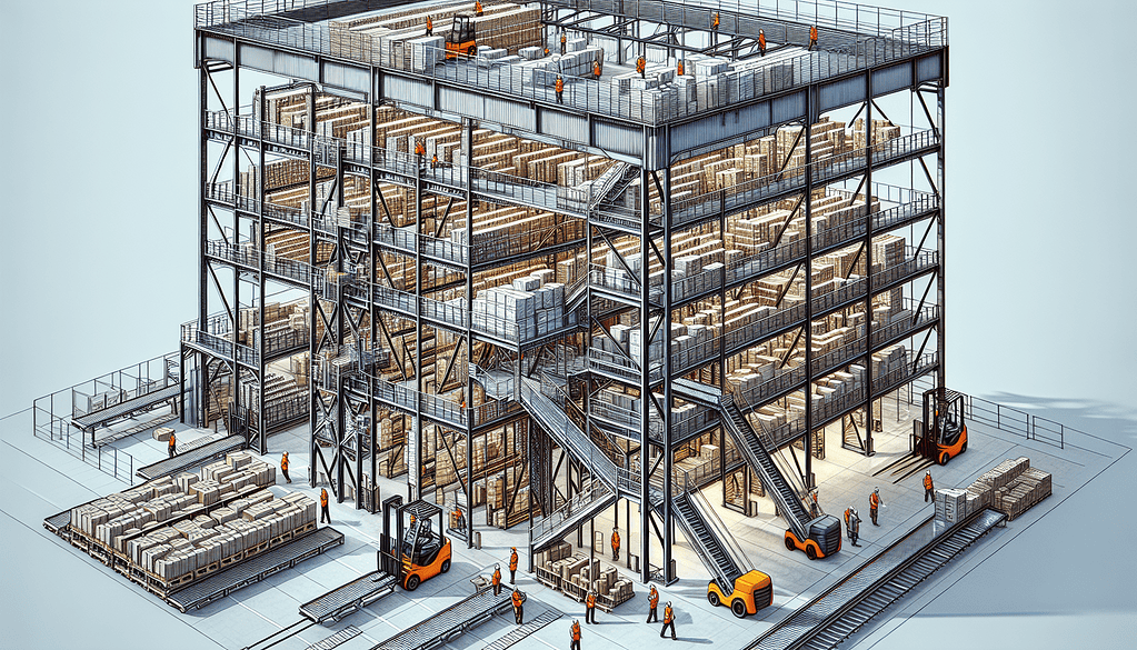 Illustration of optimized vertical storage space in a warehouse