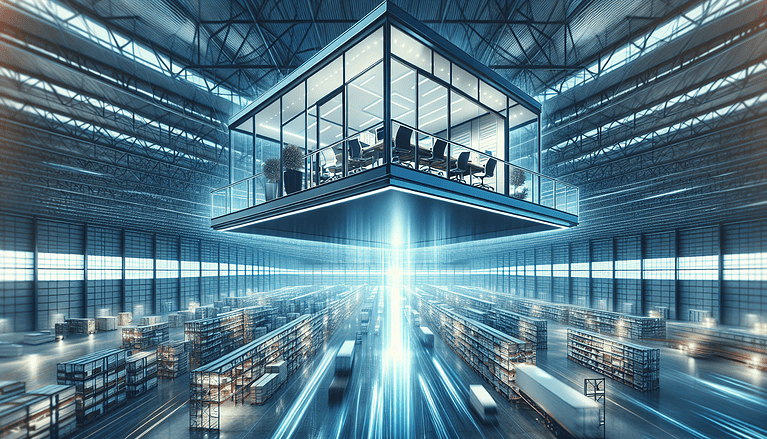 Mezzanine warehouse offices, warehouse office, room for 20 employees