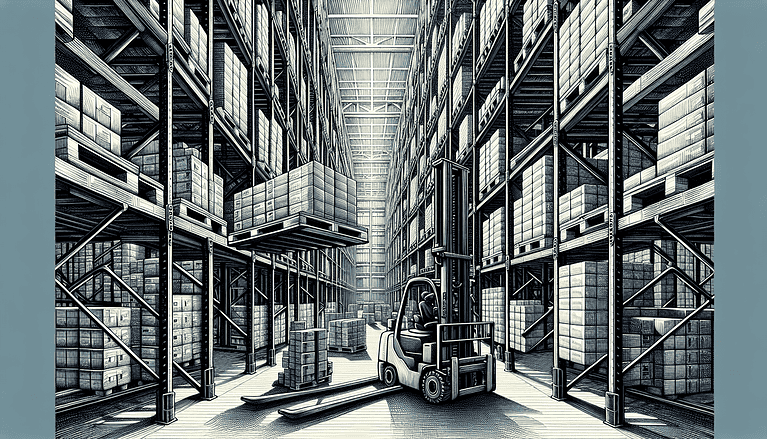 Illustration of essential storage equipment for efficient warehouses