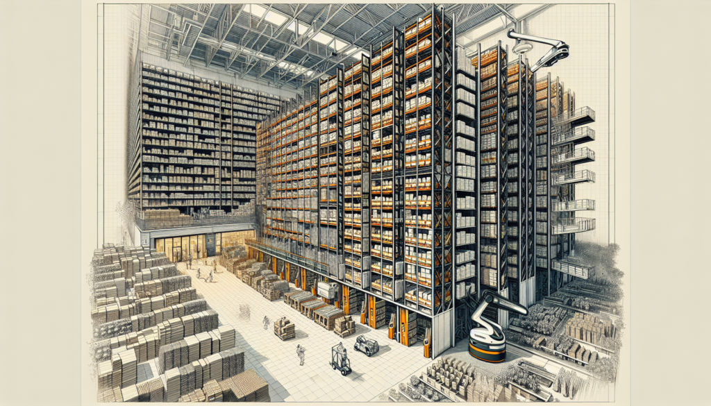 Warehouse floor plan design for spatial planning, aisle layout, and the storage area within the supply chains, image shows receiving dock for business needs, storage areas, a reception area, and other essential areas