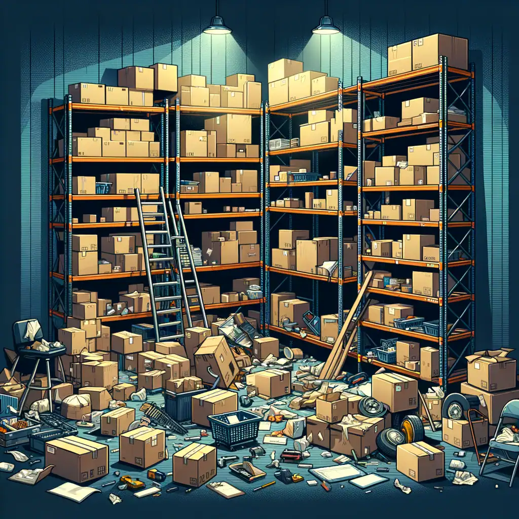 industrial shelving mess, steel shelving units, pallet racks, metal shelving over a century old storage systems