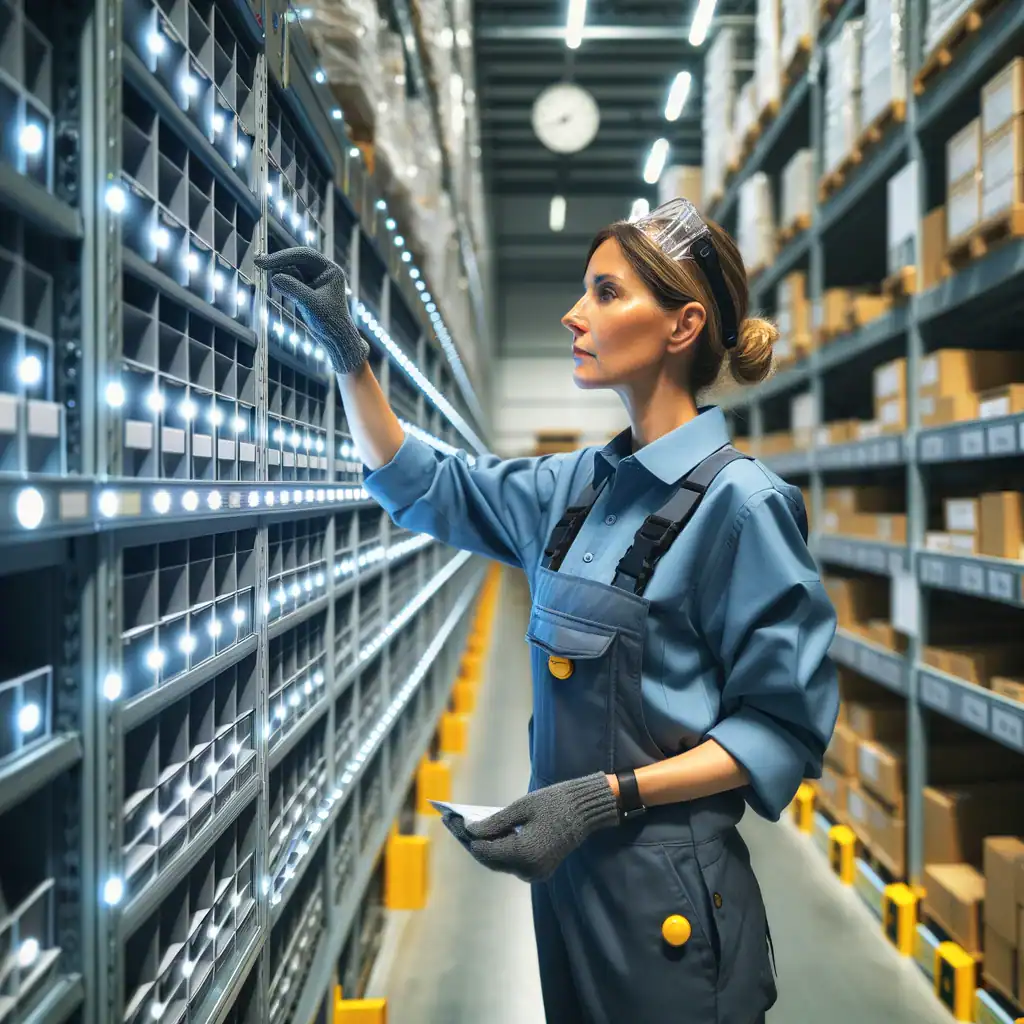 warehouse worker pick to light