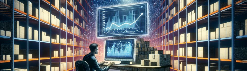 Warehouse manager overseeing operations using warehouse management software, warehouse picking process