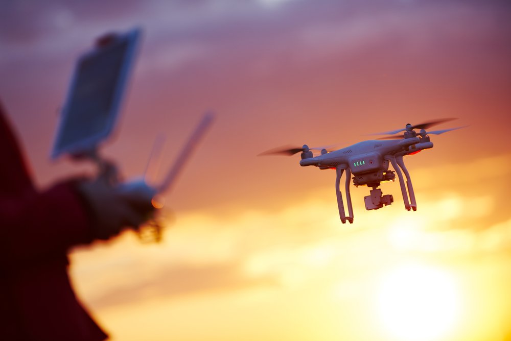 drone at sunset