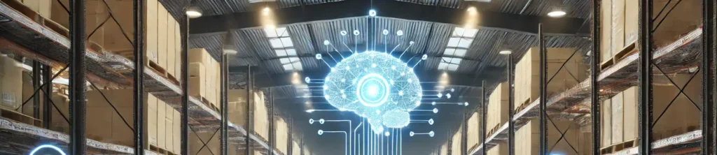 AI is the new CI concept showing automation and intelligence merging in a warehouse.